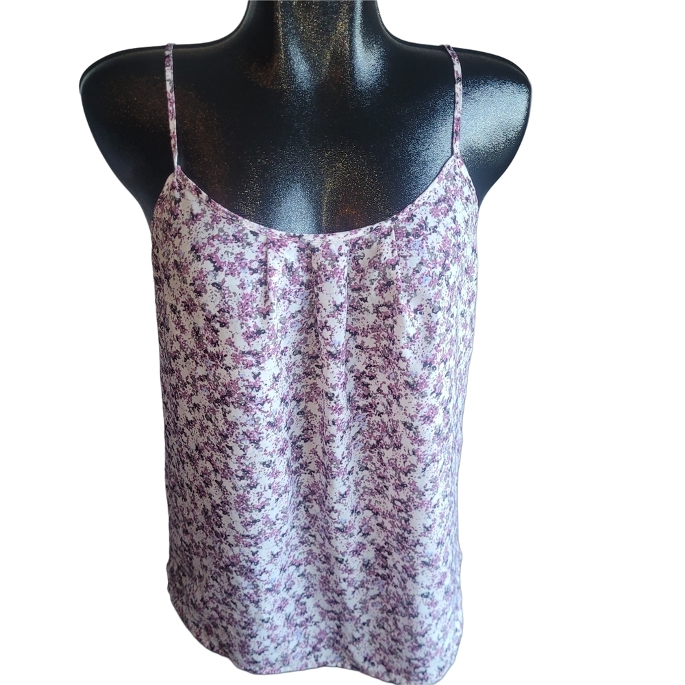 Loft Purple And Cream Ditsy Floral Cami Top Size S